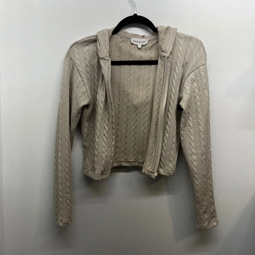 Olive & Oak Khaki Crop Hoodie Size XS - Picture 3 of 3